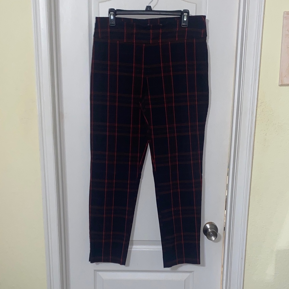 New Directions Navy and Red Plaid Women's Chinos
